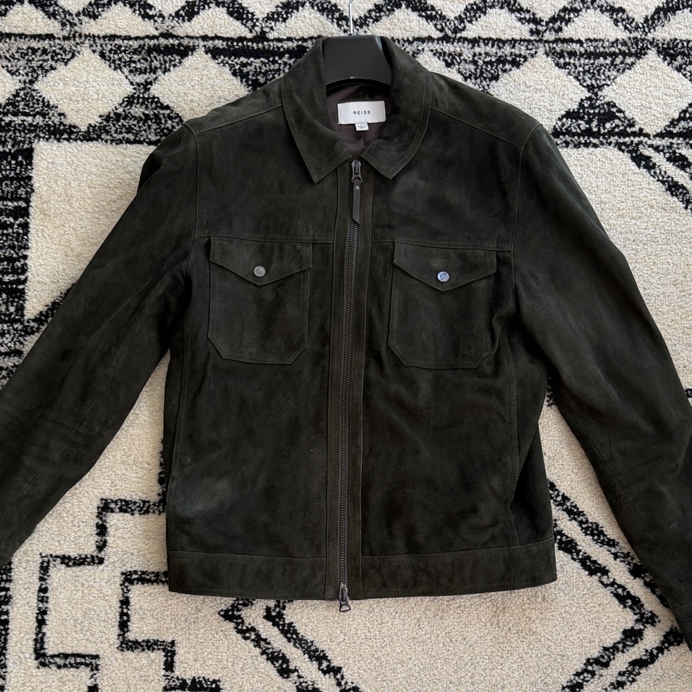 Reiss Men's Deep Green Suede Jacket